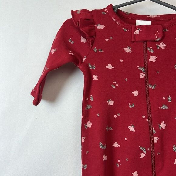 Nordstrom Red print holiday footie with headband NWT - Picture 5 of 13